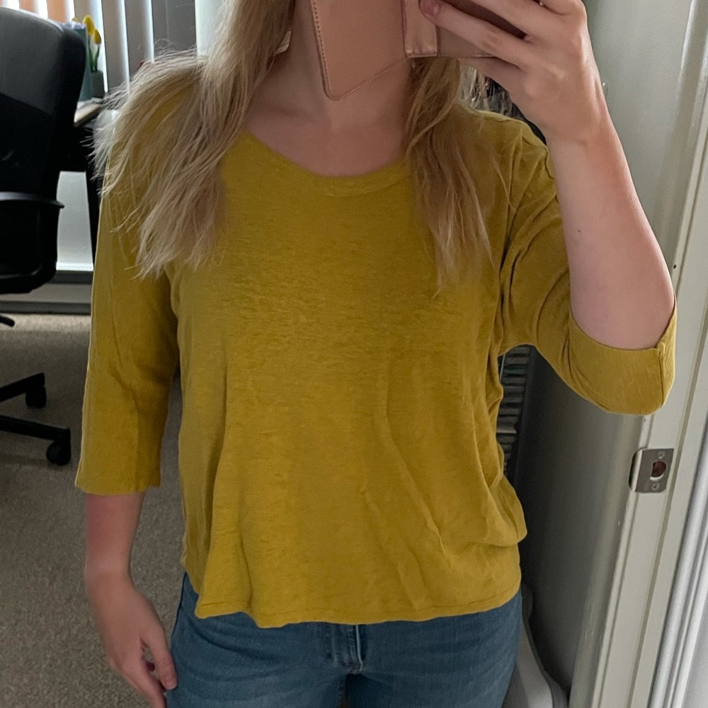 Mustard shirt with 3 quarter sleeves